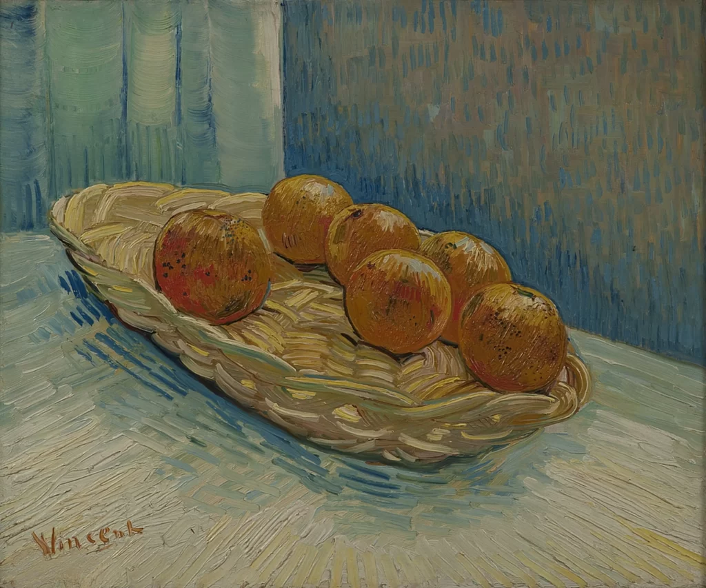 Still Life with Basket and Six Oranges Van Gogh