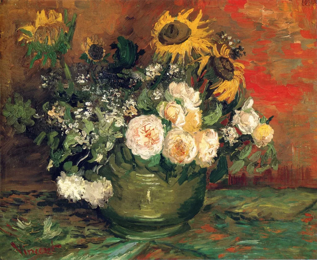 Still Life with Roses and Sunflowers Van Gogh