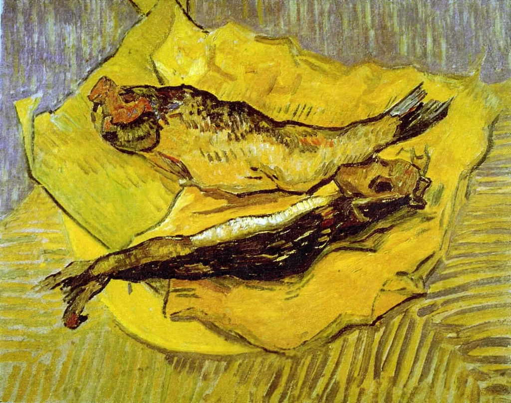 Still Life with Smoked Herrings on Yellow Paper Van Gogh