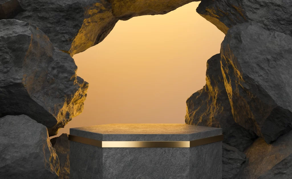 Stone Platform Cave Golden Light