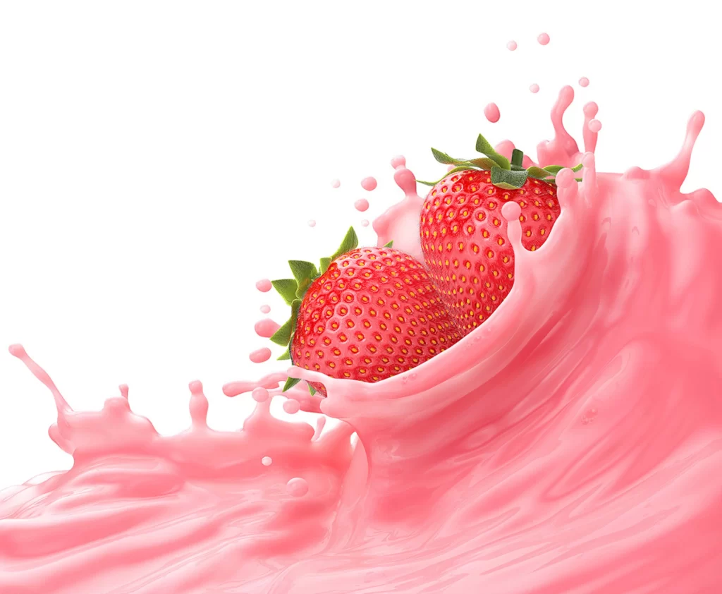 Strawberries Milk Splash Red Juice
