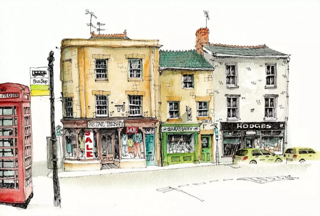 Street Shops Buildings Telephone Box