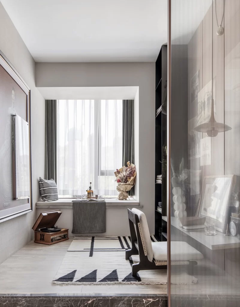 Study Room Contemporary Neutral Black White Wood