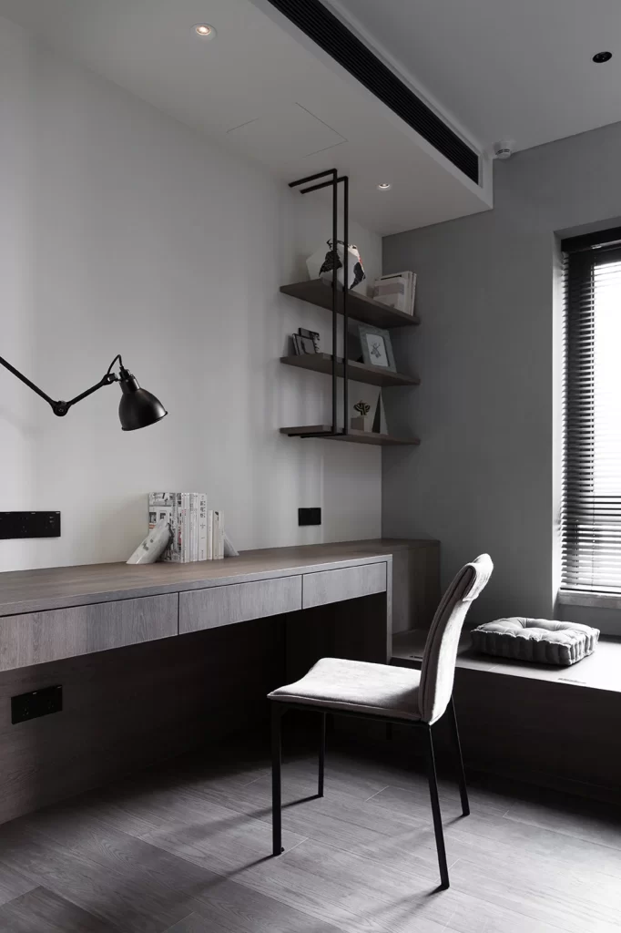 Study Room Industrial Style Gray Neutral Wood