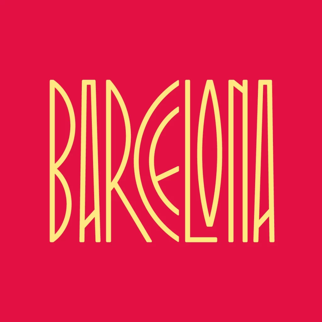 Stylized Art Deco Yellow Vibrant Red Flat Typography Design