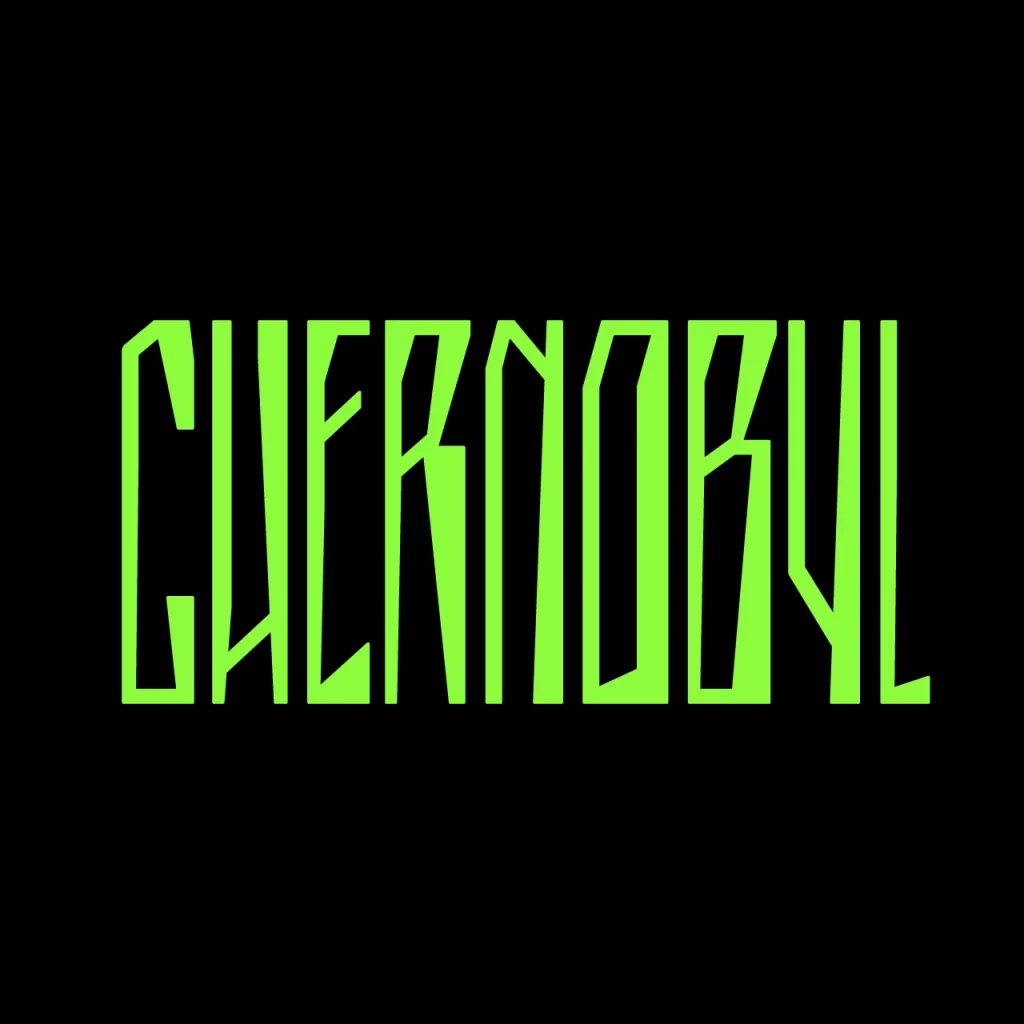 Stylized Futuristic Neon Green Sharp Edges Typography Design