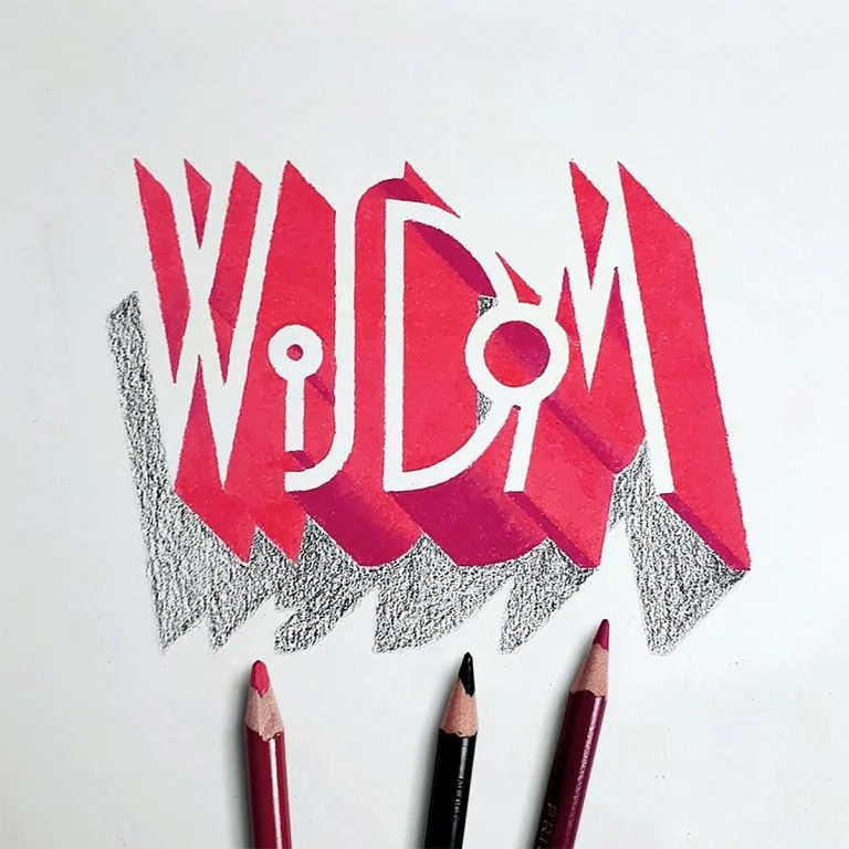Stylized Geometric Red Black White Typography Design