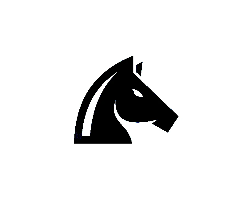 Stylized Horse Head Blue White Minimalist