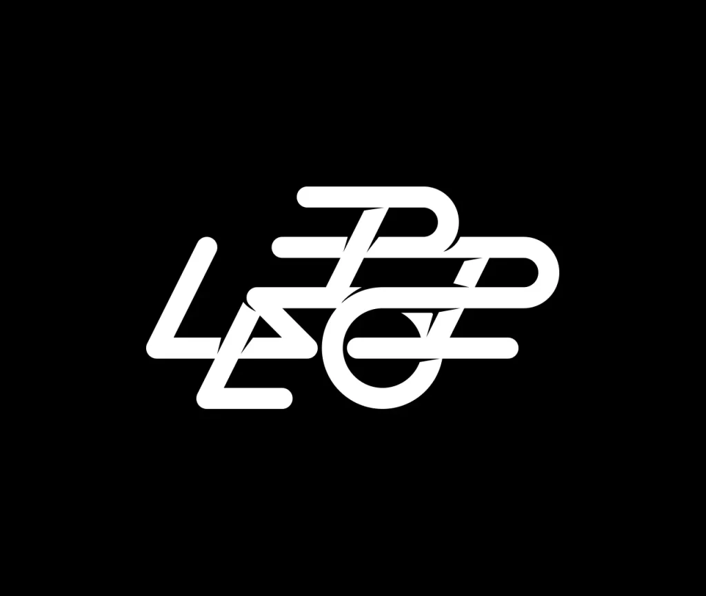 Stylized Interlocking White Futuristic Typography Design