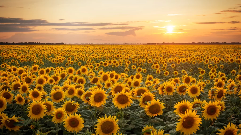 Sunflower Yellow Green Orange warm Sky