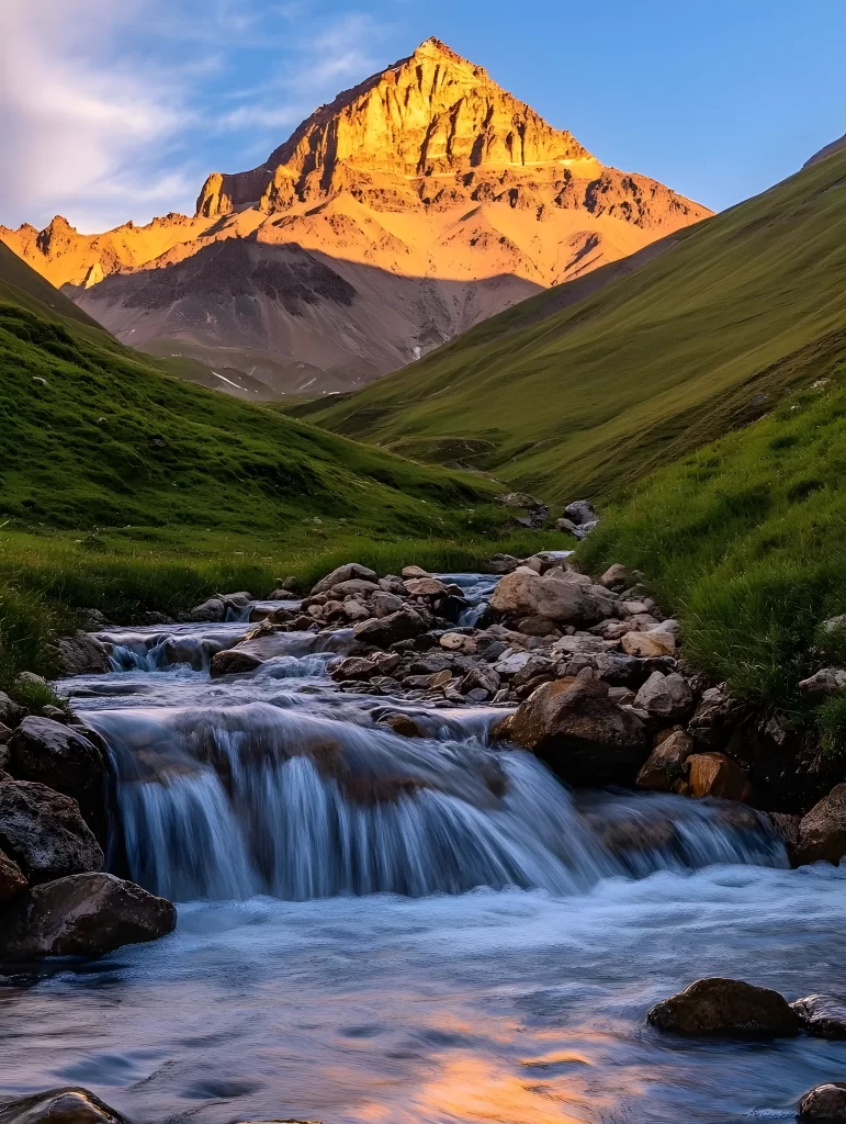 sunset golden mountain