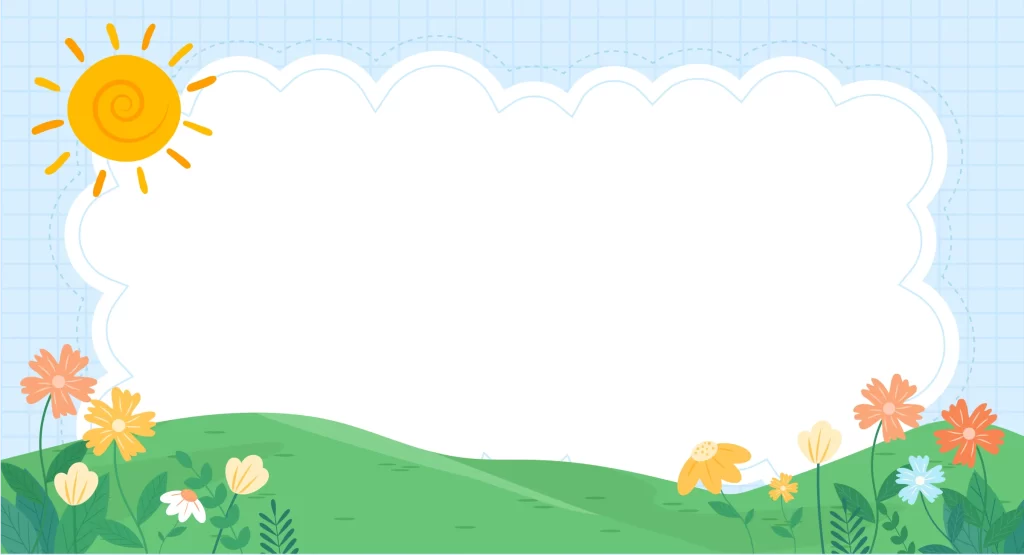 Sunshine Clouds Flowers Greenery Pastel Illustration