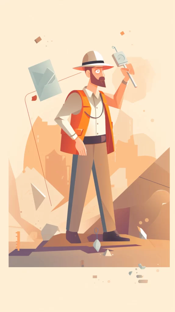 Surveyor Orange SafetyVest Pencil Hat Flat Illustration