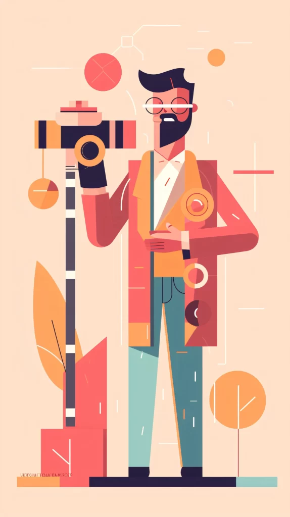 Surveyor Red Orange Geometric Vector Illustration