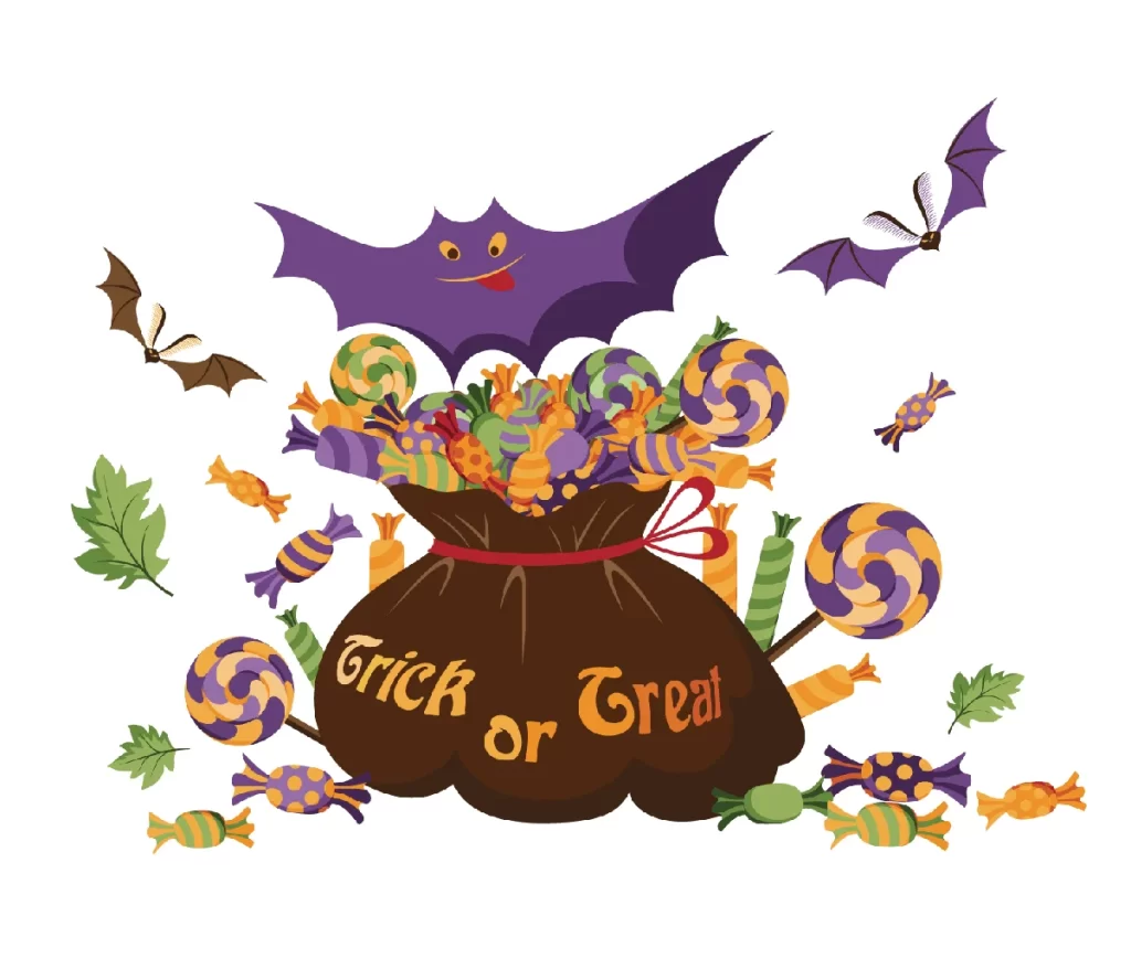 Swirl Lollipop Wrapped Candy Halloween Bats Trick Treat