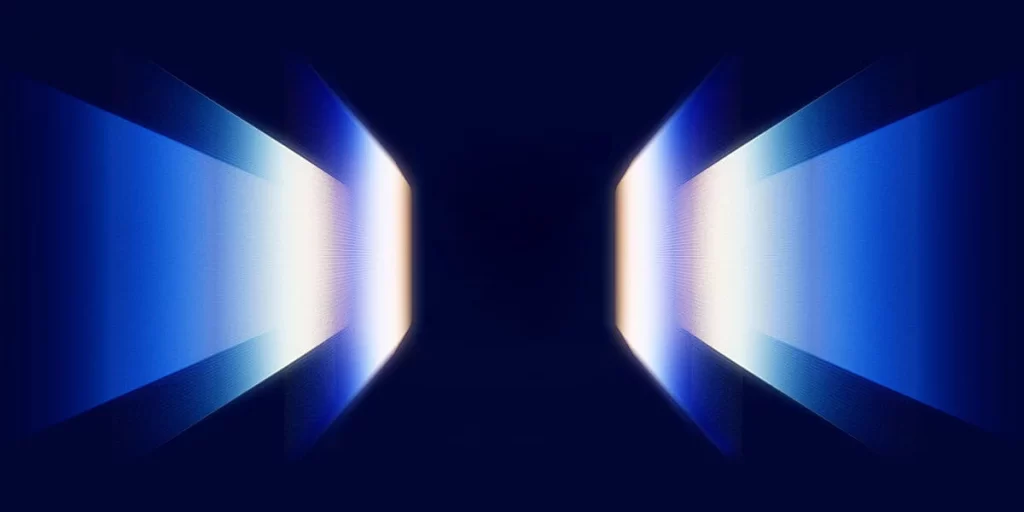 Symmetrical Blue Light Rays Digital Artwork
