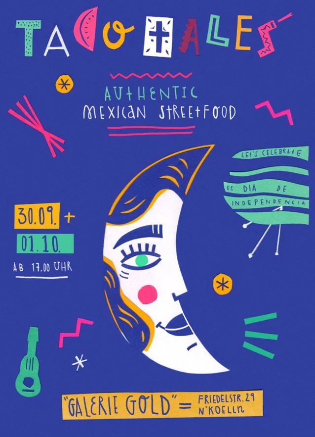 Taco Poster Mexican Street Food Colorful Illustration Design
