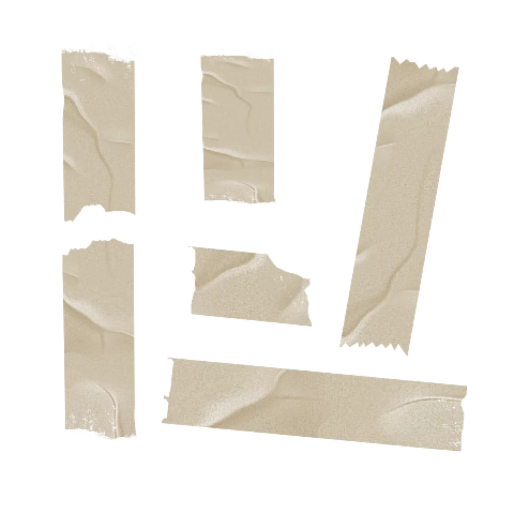 Tape Pieces Wrinkled Adhesive