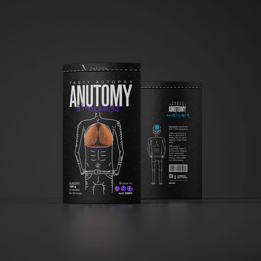 Tasty Autopsy Almonds Chocolate Dark Brown White Line Art