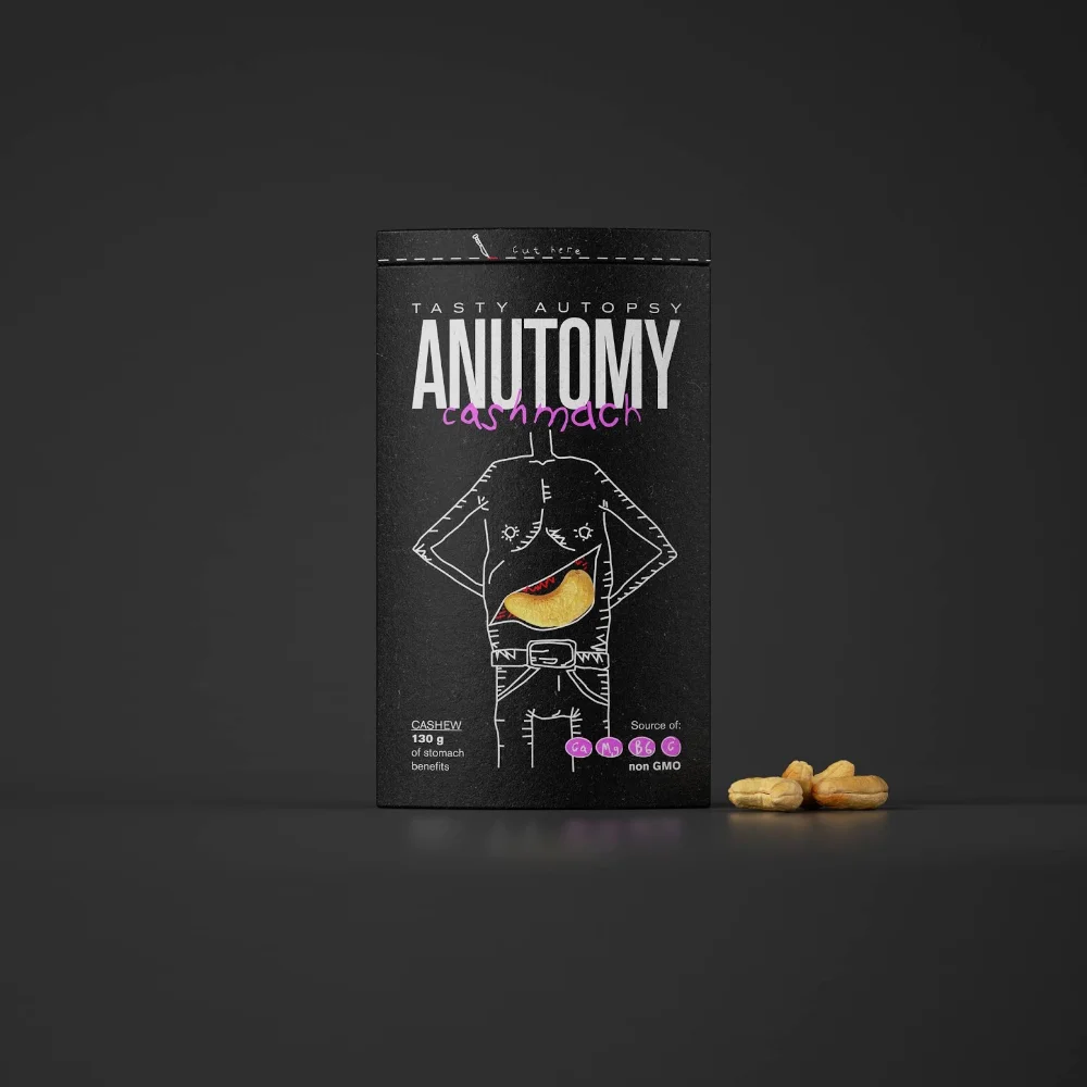 Tasty Autopsy Cashew Snack Black White Purple Human Anatomy