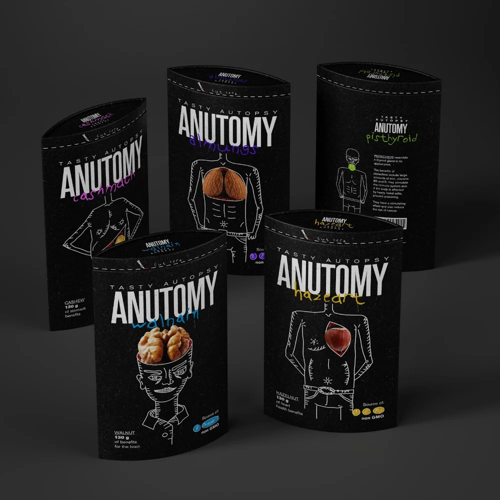 Tasty Autopsy Chocolate Nuts Black White Colorful Human Anatomy