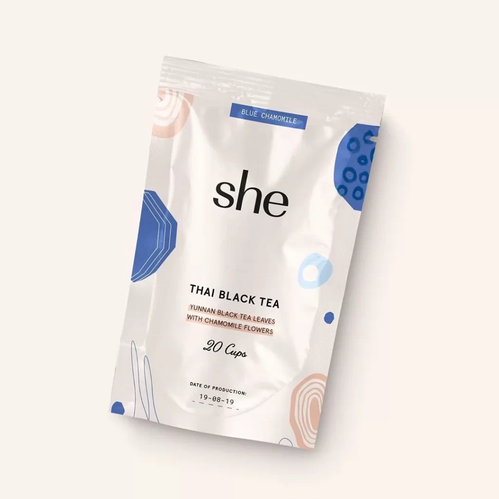 Tea Bag White Blue Chamomile Modern Design