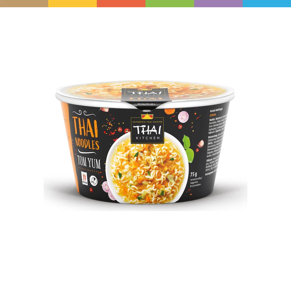 Thai Kitchen Cup Noodle Tom Yum Black Vibrant Illustration