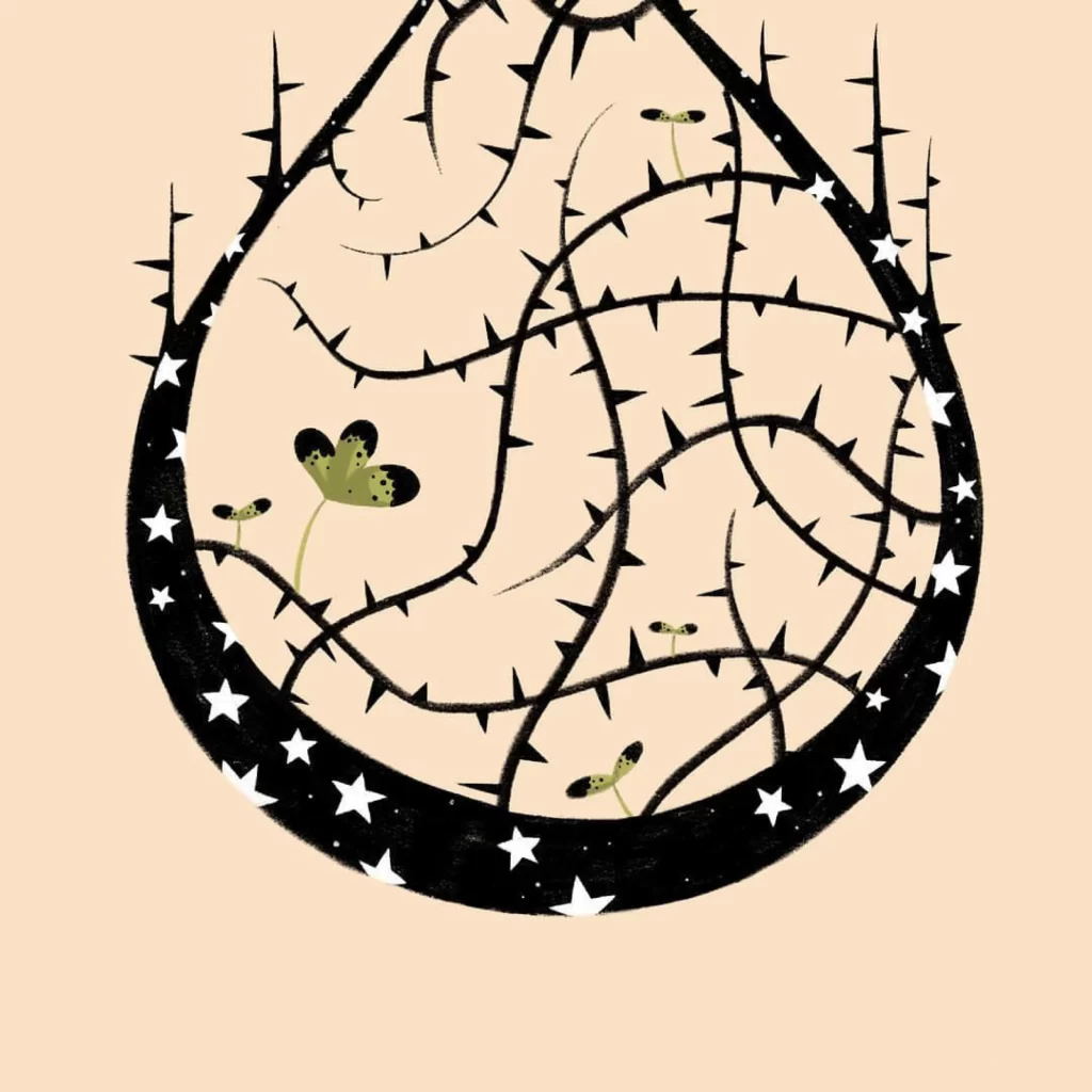 Thorny Vine Nature Growth Moon Stars Eleonore Pelluau