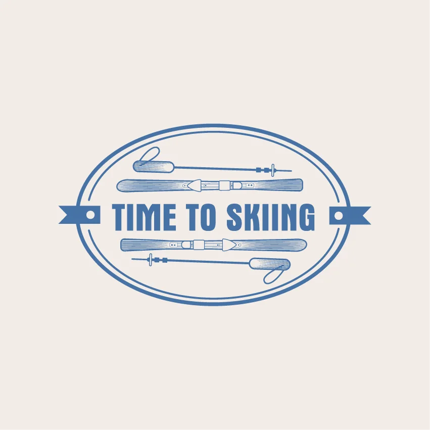 Time to Skiing Vintage Badge Emblem