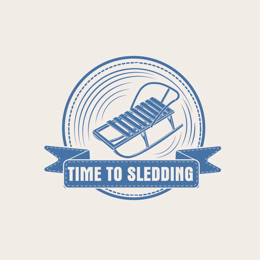 Time to Sledding Vintage Badge Emblem