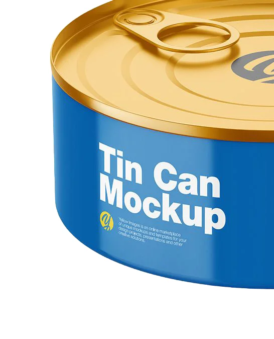 Tin Can Mockup Blue Yellow