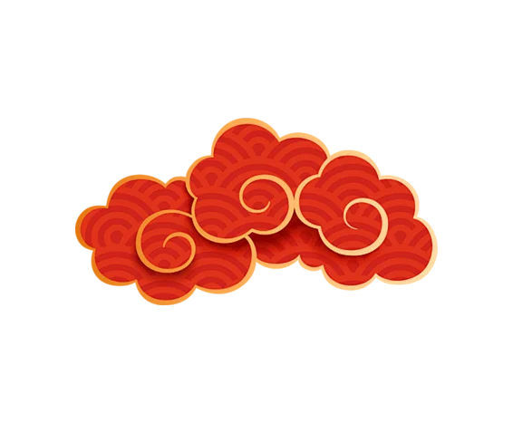 Traditional Chinese Clouds Red Gold Patterns Decorative