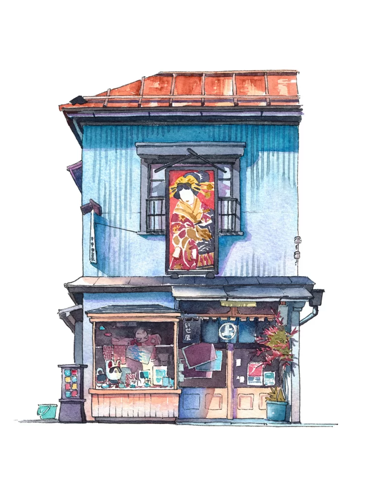 Traditional Store Japanese Culture Artistic Illustration Mateusz Urbanowicz