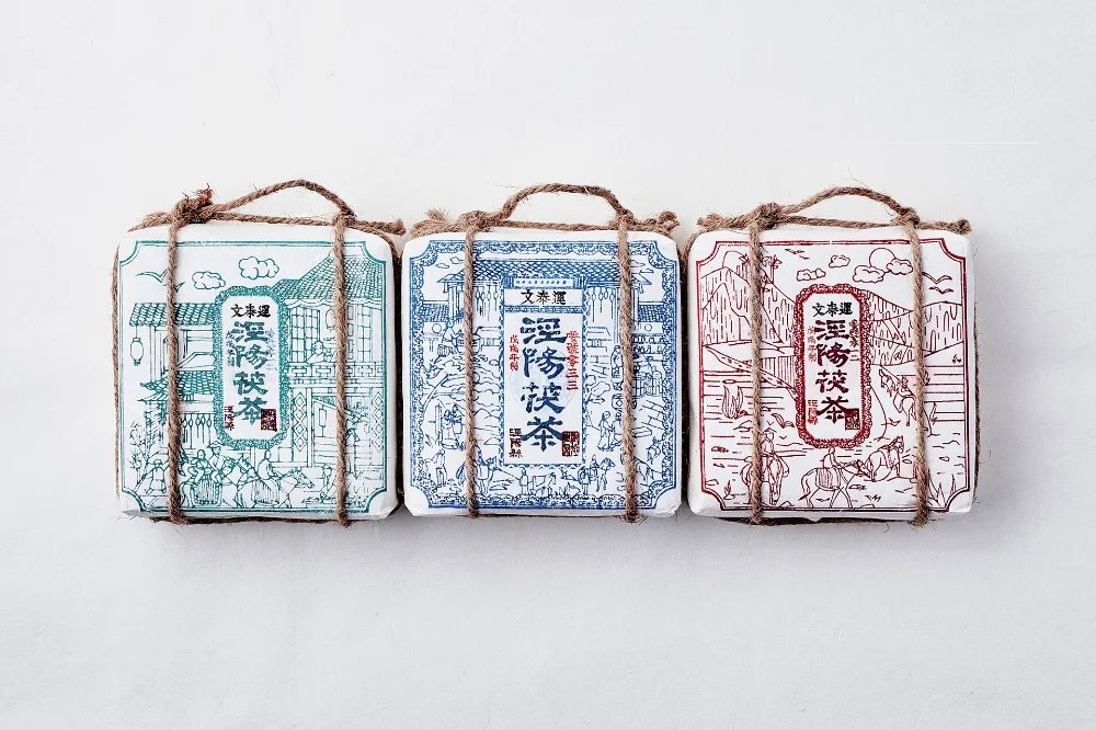 Traditional Tea Packaging Blue Red Green Minimalist Design