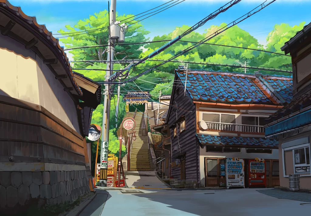 Traditional Village Stairs Vending Machines Trees Power Lines Mateusz Urbanowicz