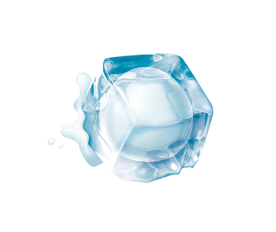 Translucent Ice Cube with Blue Hues and Light Reflections