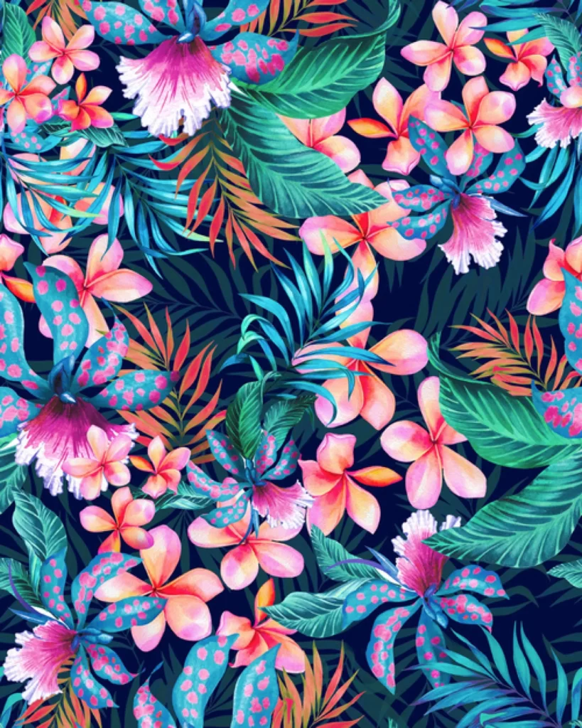 Tropical Flowers Leaves Nature