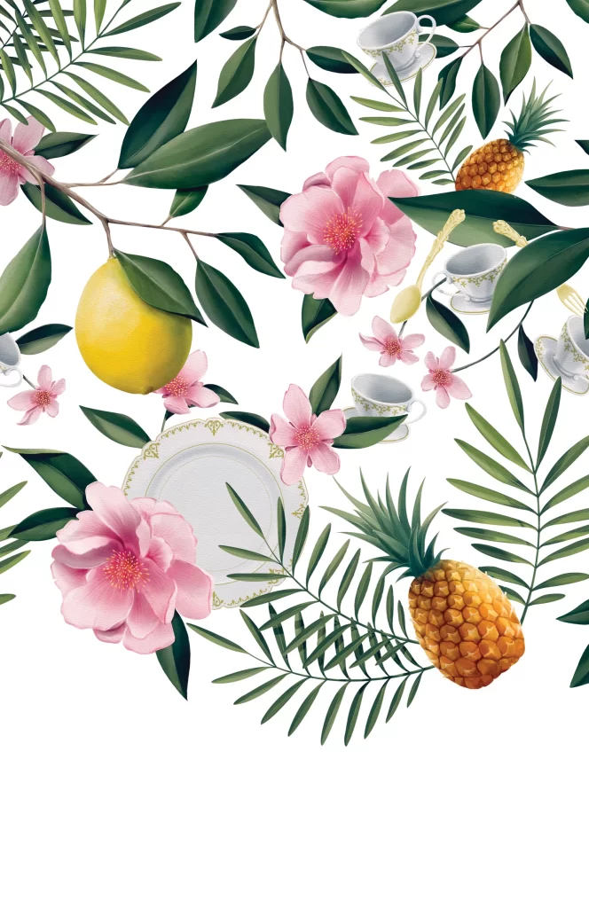 Tropical Fruit Flowers Tea Set