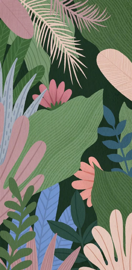 Tropical Leaves Flowers Nature Art