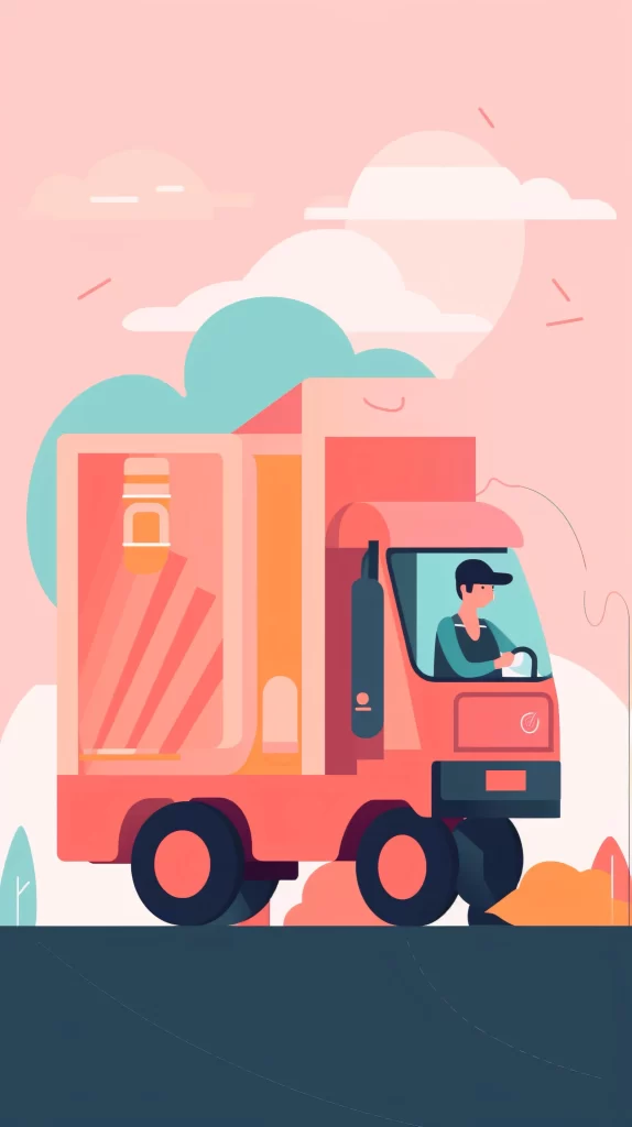 Truck Driver Red Truck Flat Illustration Modern