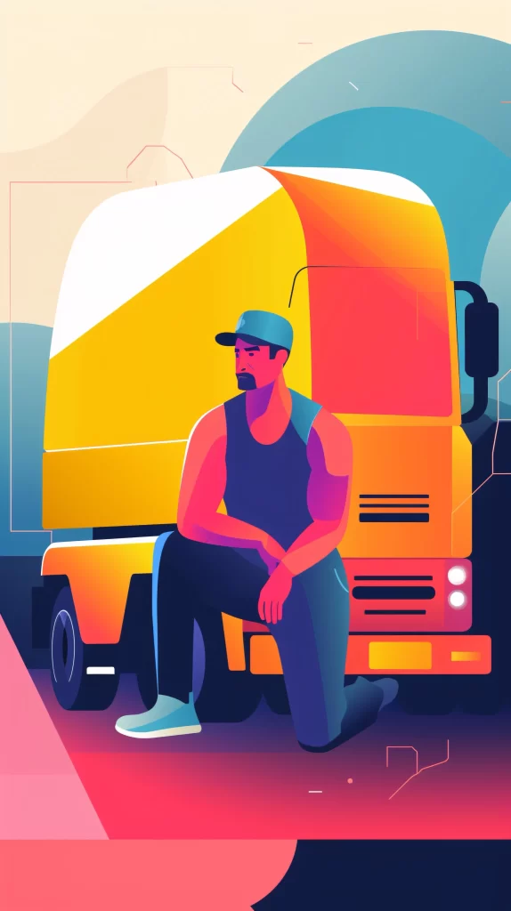 Truck Driver Yellow Blue Orange Gradient