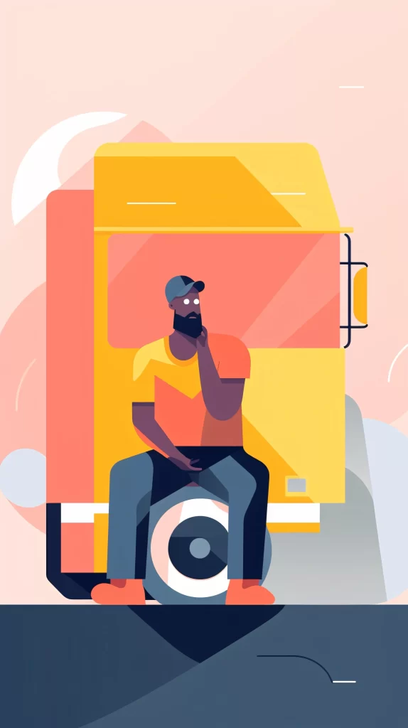 Truck Driver Yellow Orange Cap Flat Illustration