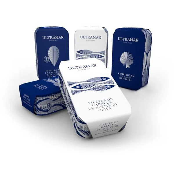 Ultramar Blue White Fish Packaging Seafood