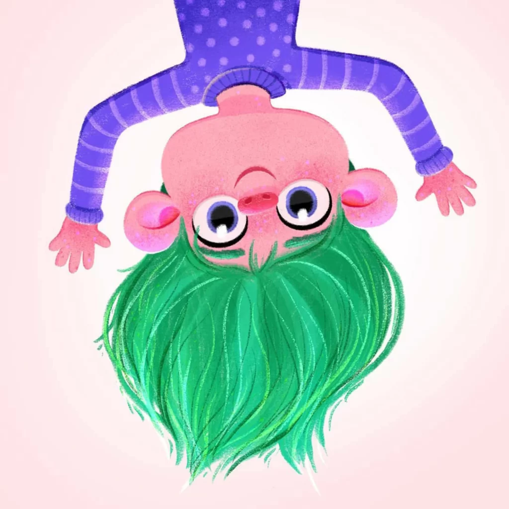 Upside Down Character Green Hair Purple Outfit Eleonore Pelluau