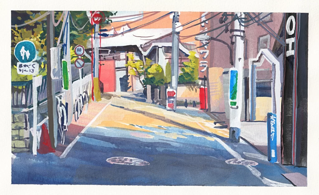 Urban Alleyway Residential Street Everyday Life Colorful Scene Japanese Neighbor Mateusz Urbanowicz