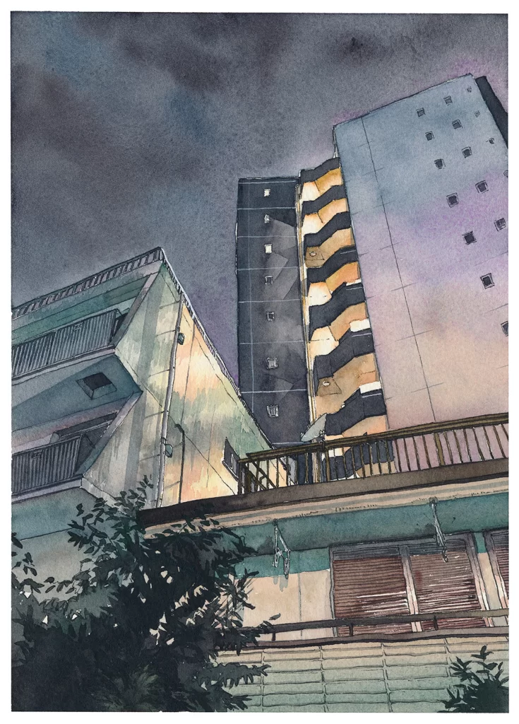 Urban Architecture Watercolor Building Sky Mateusz Urbanowicz