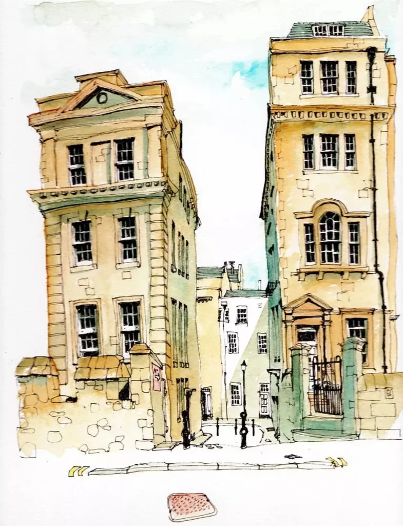 Urban Architecture Watercolor Buildings Street