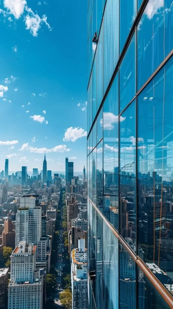 Urban Skyscraper Reflections Blue Sky Cityscape Modern Architecture