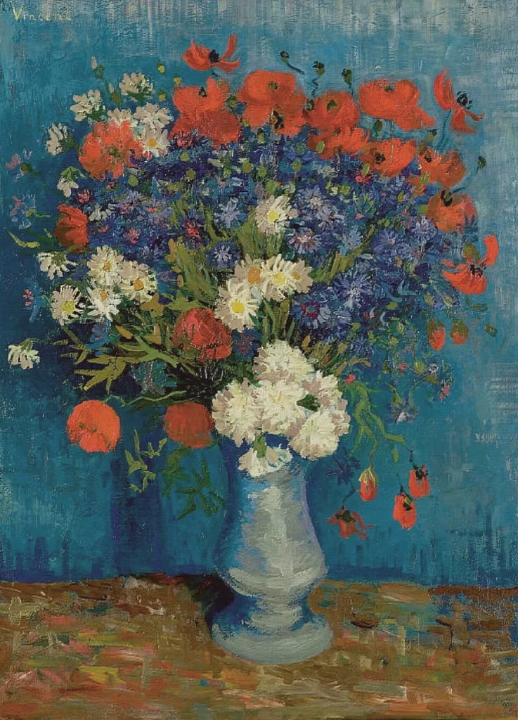 Vase with Cornflowers and Poppies Van Gogh