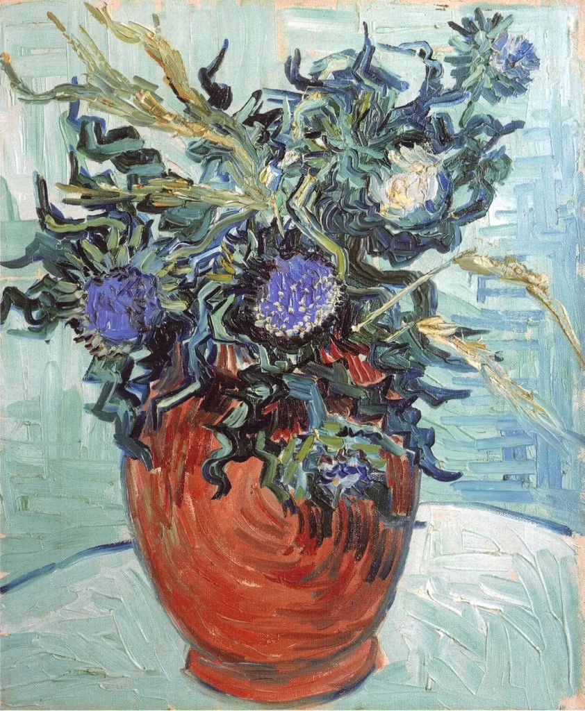 Vase with Flowers and Thistles Van Gogh